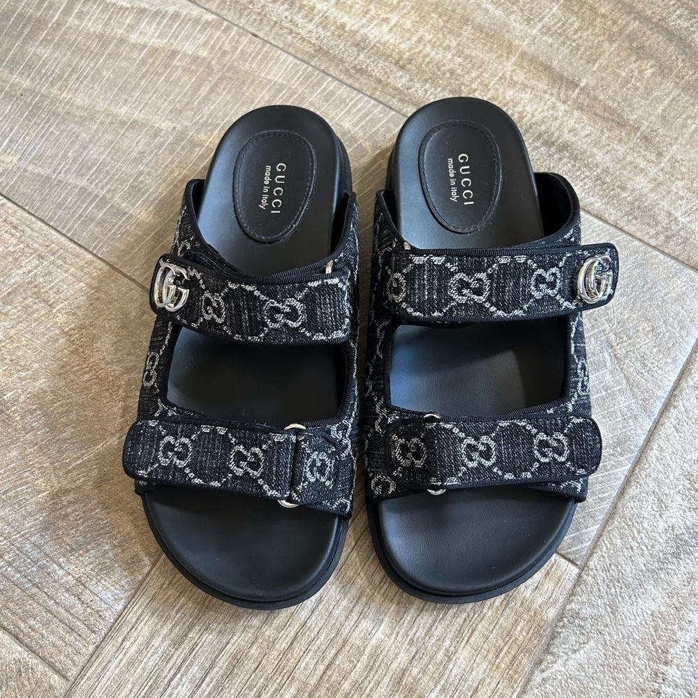 Black Denim Clog Sandals